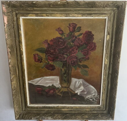 RUDÉ RŮŽE V HNĚDÉ VÁZE - ROSŮLEK OLDŘICH