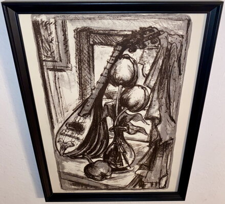 ZÁTIŠÍ S LOUTNOU A KVĚTINOU VE VÁZE - KAREL OLDŘICH