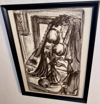 ZÁTIŠÍ S LOUTNOU A KVĚTINOU VE VÁZE - KAREL OLDŘICH