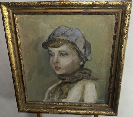 PORTRÉT MLADÉ DÍVKY S ŠÁLOU - SKÁLA KAREL VÁCLAV