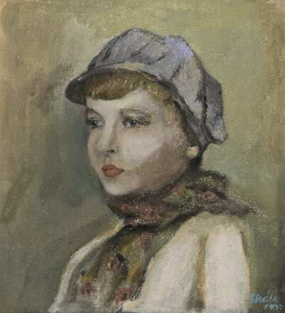 PORTRÉT MLADÉ DÍVKY S ŠÁLOU - SKÁLA KAREL VÁCLAV