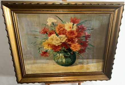 BAREVNÉ KARAFIÁTY V ZELENÉ VÁZE - HOLEČEK JAROSLAV