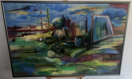 SURREALISTICKÁ KOMPOZICE S HRAČKAMI - SIGNOVÁN