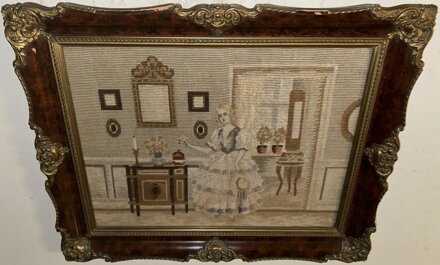 PORTRÉT DÁMY V MÍSTNOSTI - NEZNÁMÝ AUTOR