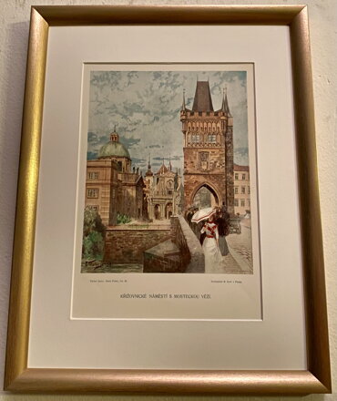 KŘIŽOVNICKÉ NÁMĚSTÍ S MOSTECKOU VĚŽÍ - JANSA VÁCLAV - REPRODUKCE