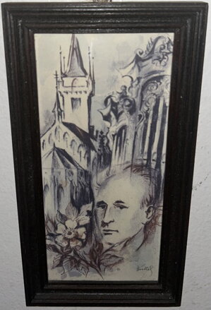 PORTRÉT MUŽE PŘED KOSTELEM - KNOBLOCH BOHUSLAV