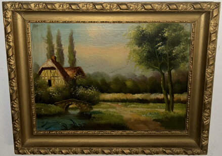 CHALOUPKA S MOSTEM NAD ŘÍČKOU - SIGNOVÁN