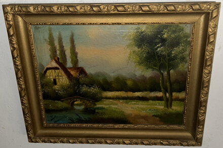 CHALOUPKA S MOSTEM NAD ŘÍČKOU - SIGNOVÁN