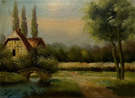 CHALOUPKA S MOSTEM NAD ŘÍČKOU - SIGNOVÁN