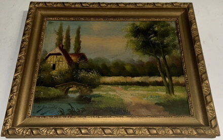 CHALOUPKA S MOSTEM NAD ŘÍČKOU - SIGNOVÁN