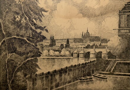 POHLED NA KARLŮV MOST A PRAŽSKÝ HRAD - VÁCLAVÍK RUDOLF