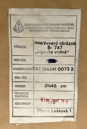 ŠÍPKOVKA VODNÁ - INTARZIE