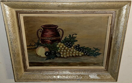 ZÁTIŠÍ S OVOCEM A DŽBÁNEM - DVOŘÁK