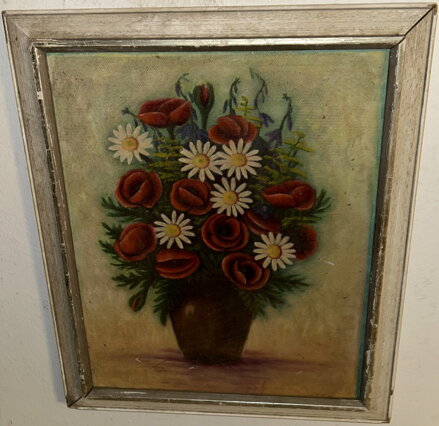 VLČÍ MÁKY A KOPERINY VE VÁZE - NEZNÁMÝ AUTOR