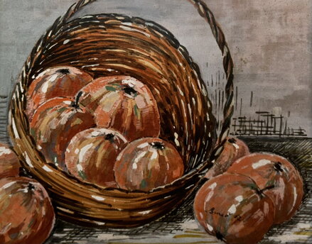 ZÁTIŠÍ S JABLKY V KOŠÍKU - BUREŠ