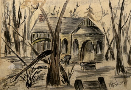 OPUŠTĚNÉ STAVENÍ UPROSTŘED LESA - SIGNOVÁN