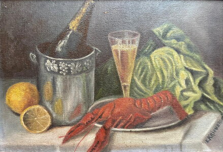 ZÁTIŠÍ S ŠAMPAŇSKÝM A RAKEM - KRIPNEROVÁ E.