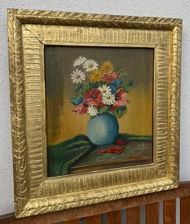 LUČNÍ KVÍTÍ VE VÁZE - SIGNOVÁN