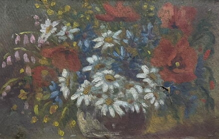 LUČNÍ KYTICE VE VÁZE - NEZNÁMÝ AUTOR