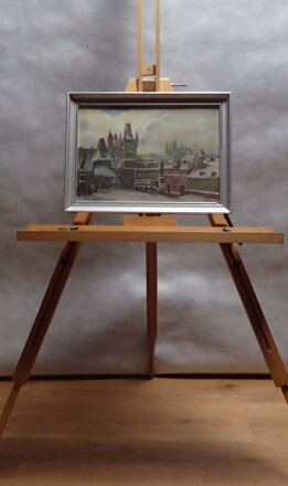 ZIMNÍ PRAHA POHLED NA HRADČANY OD KARLOVA MOSTU - MAYER