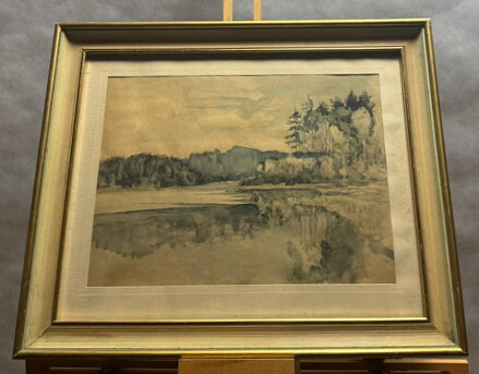 ODRAZ STROMŮ NA VODNÍ HLADINĚ - NEZNÁMÝ AUTOR