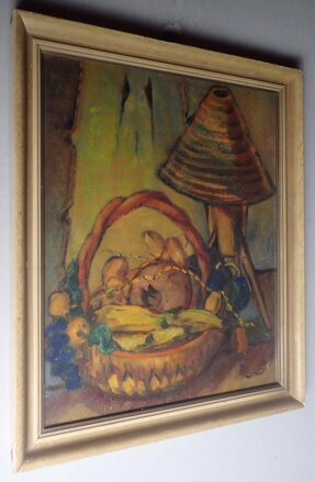 OVOCE V KOŠÍKU U LAMPY - NEZNÁMÝ AUTOR