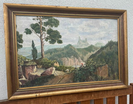 POHLED NA HRAD TROSKY OD SKAL - NEZNÁMÝ AUTOR