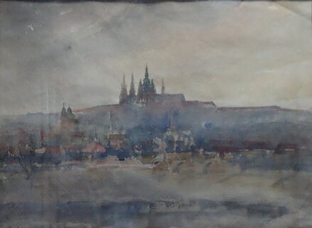 POHLED NA HRADČANY - NEZNÁMÝ AUTOR