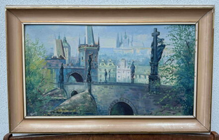PRAHA POHLED NA KARLŮV MOST A HRADČANY - SIGNOVÁN