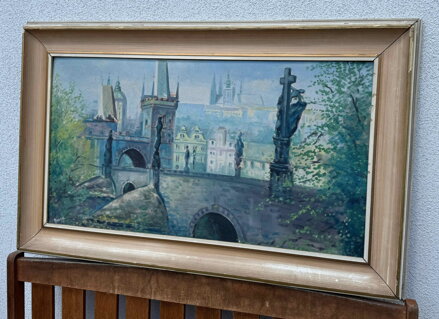 PRAHA POHLED NA KARLŮV MOST A HRADČANY - SIGNOVÁN