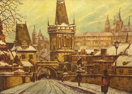 POHLED NA HRADČANY Z KARLOVA MOSTU - VÁCLAVÍK RUDOLF
