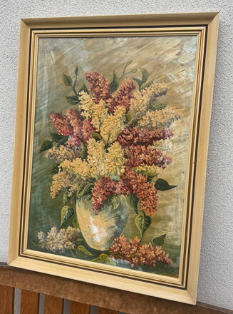 VELKÁ KYTICE FIALOVÝCH A BÍLÝCH ŠEŘÍKŮ - NEZNÁMÝ AUTOR