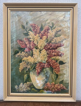 VELKÁ KYTICE FIALOVÝCH A BÍLÝCH ŠEŘÍKŮ - NEZNÁMÝ AUTOR