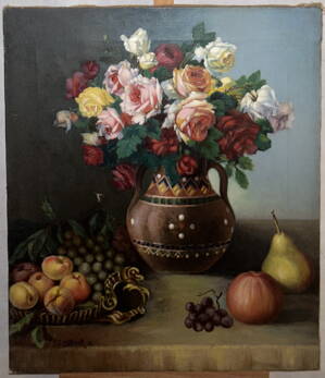 BAREVNÉ RŮŽE VE VÁZE - METZNER J.