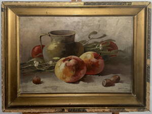 ZÁTIŠÍ S JABLKY, JMELÍM A DŽBÁNEM - DVOŘÁK