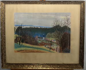 VES S KOSTELEM V ÚDOLÍ - SIGNOVÁN