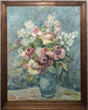 RŮŽE V MODRÉ VÁZE - KUDLIČKA