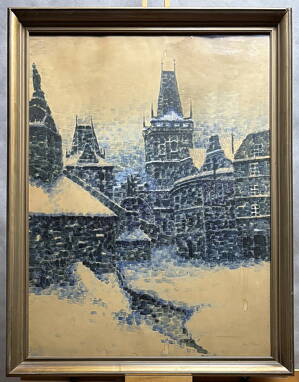 PRAHA MALOSTRANSKÁ MOSTECKÁ VĚŽ V ZIMĚ - HOLEČEK JAN