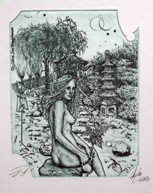 AKT - DÍVKA V JAPONSKÉ ZAHRADĚ - HUJBER GÜNTER