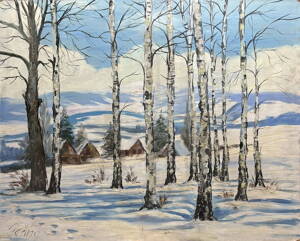 BŘEZOVÝ HÁJ ZA VSÍ V ZIMNÍ KRAJINĚ - PEŘINA JIŘÍ