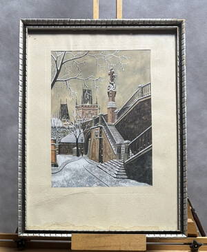 PRAHA SCHODY NA KAMPU V ZIMĚ - SIGNOVÁN