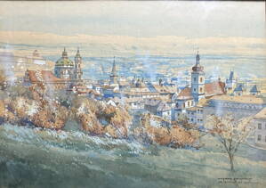 PRAŽSKÉ PANORAMA S CHRÁMEM SVATÉHO MIKULÁŠE ZE SEMINÁŘSKÉ ZAHRADY - SCHMIDT OSKAR