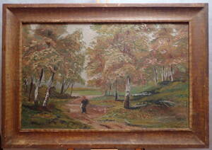 BABKA V PODZIMNÍM BŘEZOVÉM HÁJI - NEZNÁMÝ AUTOR