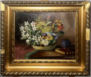 ZÁTIŠÍ S KYTICÍ A KNIHOU - BASLER X.