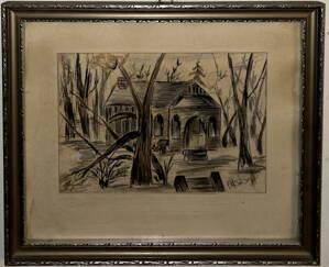 OPUŠTĚNÉ STAVENÍ UPROSTŘED LESA - SIGNOVÁN