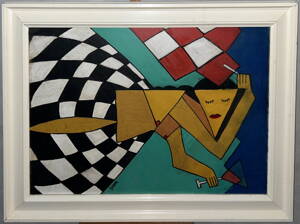 KUBISTICKÝ AKT ŽENY SE SKLENKOU A CIGARETOU - BARTOŠ