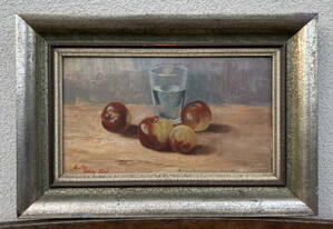 ZÁTIŠÍ S JABLKY A SKLENICÍ VODY - SLÍVA ANTONÍN