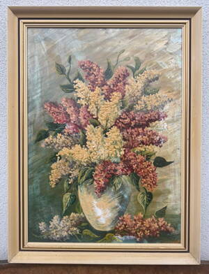 VELKÁ KYTICE FIALOVÝCH A BÍLÝCH ŠEŘÍKŮ - NEZNÁMÝ AUTOR